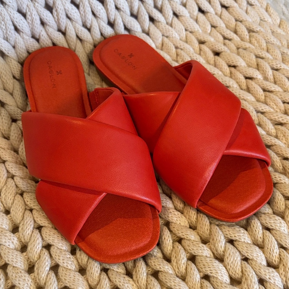 Caslon Orange-Red Women's Crisscross Slide Sandals